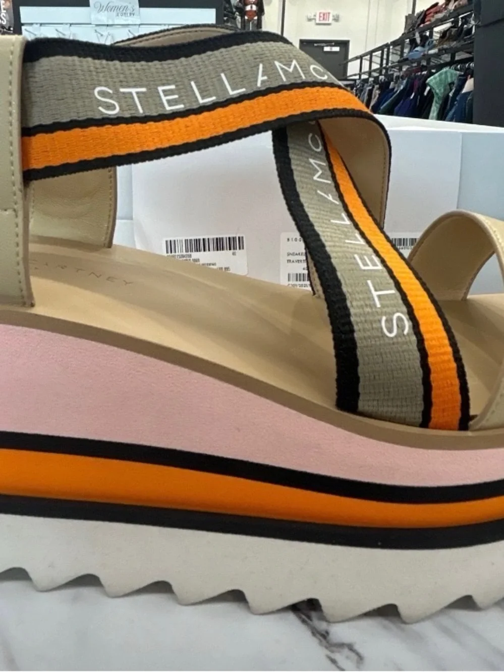 Stella McCartney Pink, Orange & Beige Platform Sandal